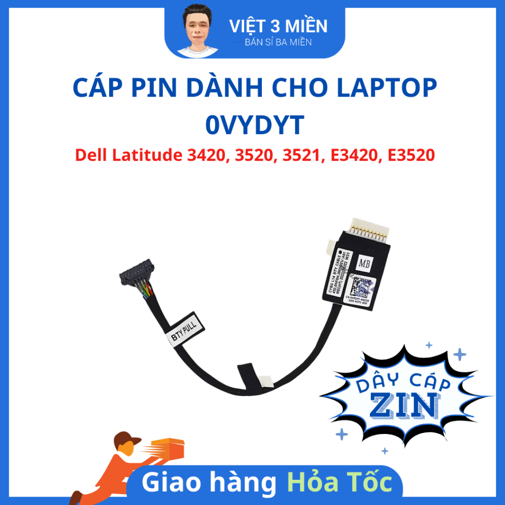 Cáp pin ZIN Laptop Dell  Latitude 3420 3520 3521 E3420 E3520 0VYDYT VYDYT - LIKENEW