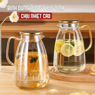 Bình Thủy Tinh Chịu Nhiệt, Bình Nước DETOX | Bình TT Borosilicate Cao Cấp Siêu Nhẹ Chịu Lực, Đun Được Phong Cách Vintage