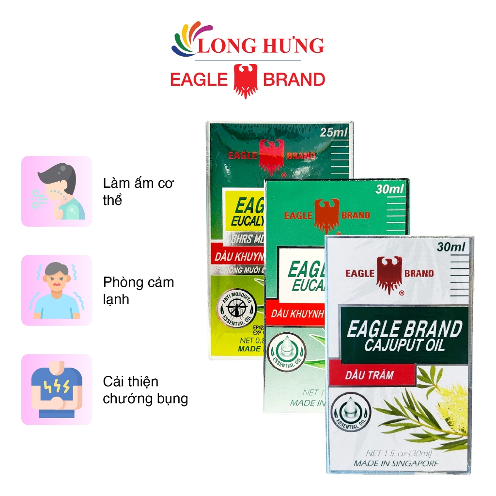 Combo dầu Eagle Brand Eucalyptus Oil Plus+ (25ml) + Eucalyptus Oil (30ml) + Eucalyptus Cajuput Oil (