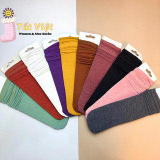 Tất Vớ Cổ Bo Chun Nữ Trơn  Set 10 đôi Màu Sắc Basic Chất Liệu Dày Dặn Mềm Mịn Co Giãn Tốt Thời Trang