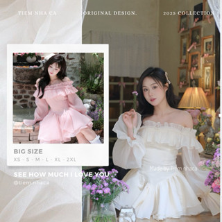  Váy xoè công chúa đầm tiểu thư trễ vai tay bồng 3 tầng đi tiệc cafe đi sinh nhật kỷ yếu  flora dress  Tiệm Nhà Cá 