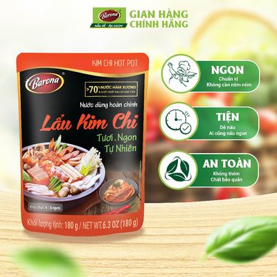 Nước Dùng Lẩu Kim Chi Barona 180g tươi ngon chuẩn vị không cần nêm nếm