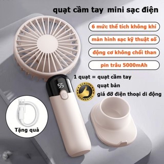  máy quạt cầm tay quạt du lịch quạt mini giá tốt pin trâu 5000mAh Sạc nhanh Type-C quạt mini siêu êm 