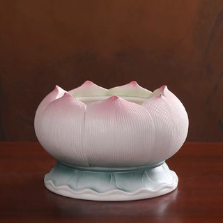 Lư hương thờ cúng hoa sen màu hồng trưng bày bàn thờ Kiến Minh Lư nhang bằng gốm cao cấp nhiều size