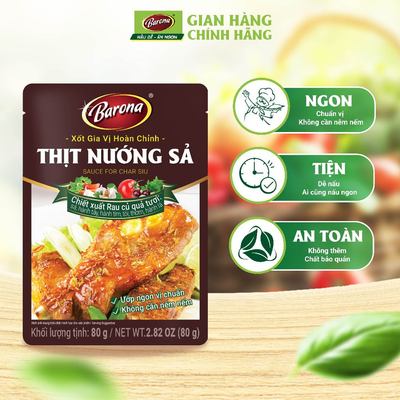 Gia Vị Thịt Nướng Sả Barona 80g ướp ngon chuẩn vị không cần nêm nếm