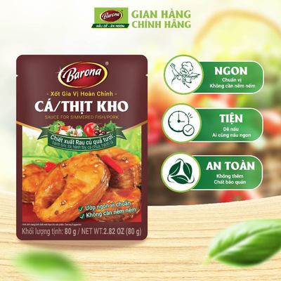 Gia Vị Cá/Thịt Kho Barona 80g ướp ngon chuẩn vị không cần nêm nếm