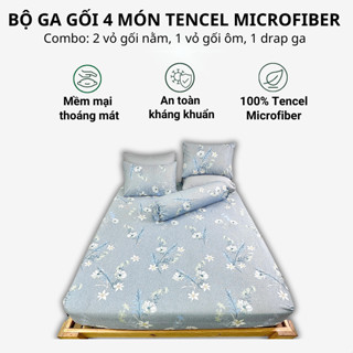 Bộ ga gối 4 món Lụa Tencel Microfiber CÔNG TY NỆM mềm mịn, mát mẻ thoải mái vào giấc ngủ ngon