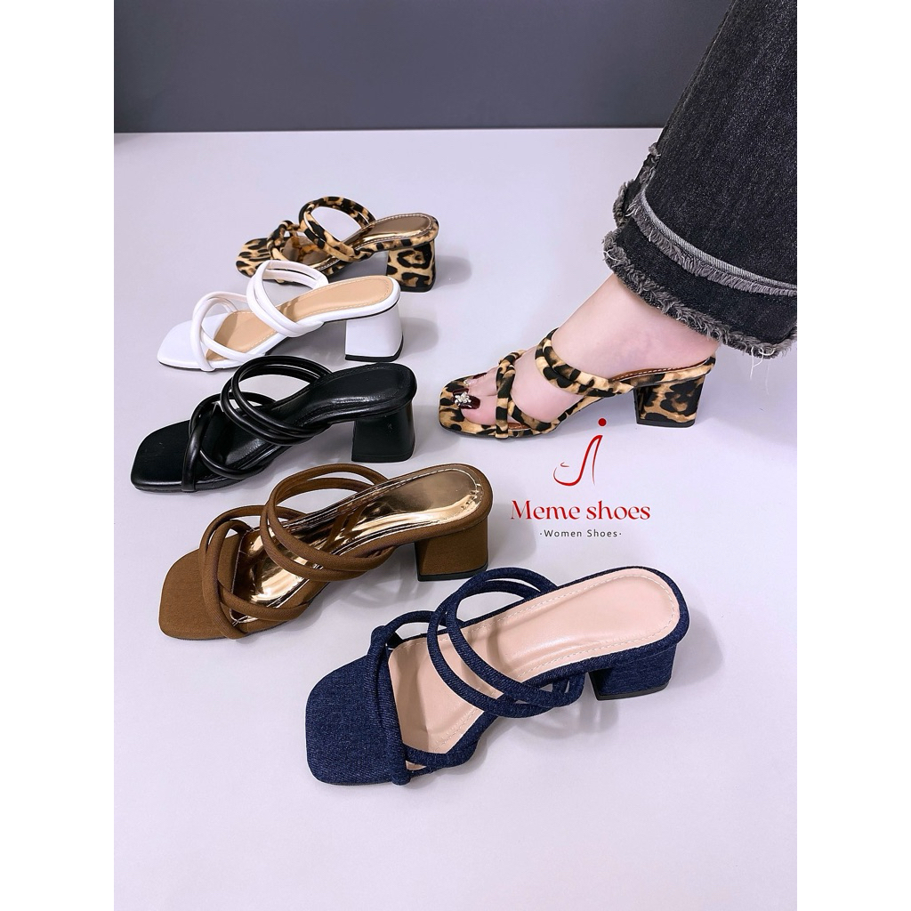 [5cm] Dép cao gót quai dây Meme Shoes - C1