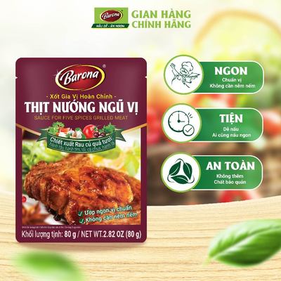 Gia Vị Thịt Nướng Ngũ Vị Barona 80g ướp ngon chuẩn vị không cần nêm nếm