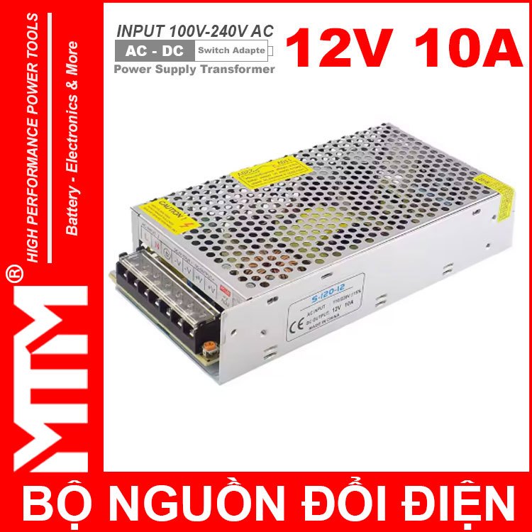 Bộ nguồn đổi điện biến thế 220V ra 12V DC 10A 120W - cho đèn LED Camera Motor Quạt Thiết Bị Điện Tử