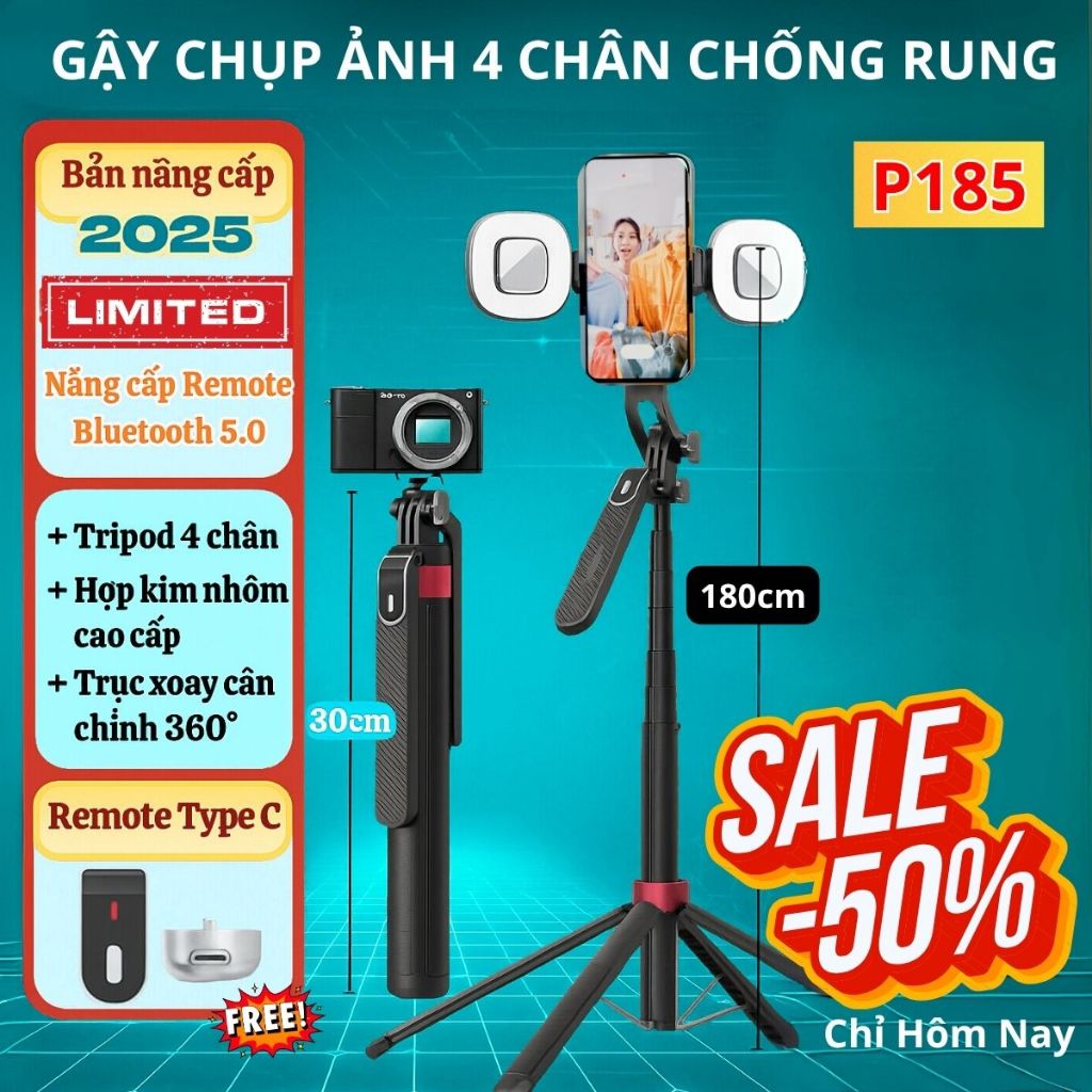 Gậy Chụp Ảnh Tripod 4 Chân P185