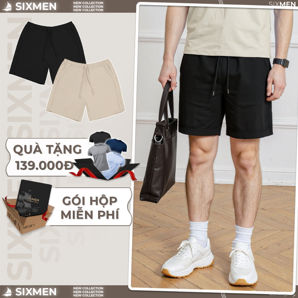 Quần short kaki đai chun nam cao cấp SIXMEN vải kaki tây xuất xịn, co giãn