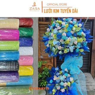 Lưới Cứng Kim Tuyến Dài 50cm x 10 yard Zasavn Kim Tuyến, Cuộn Lưới gói hoa, Giỏ quà