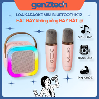 Loa Bluetooth Karaoke Mini K12 Kèm 2 Micro Không Dây 10W, Âm Thanh Hay, Hát Karaoke Tại Nhà