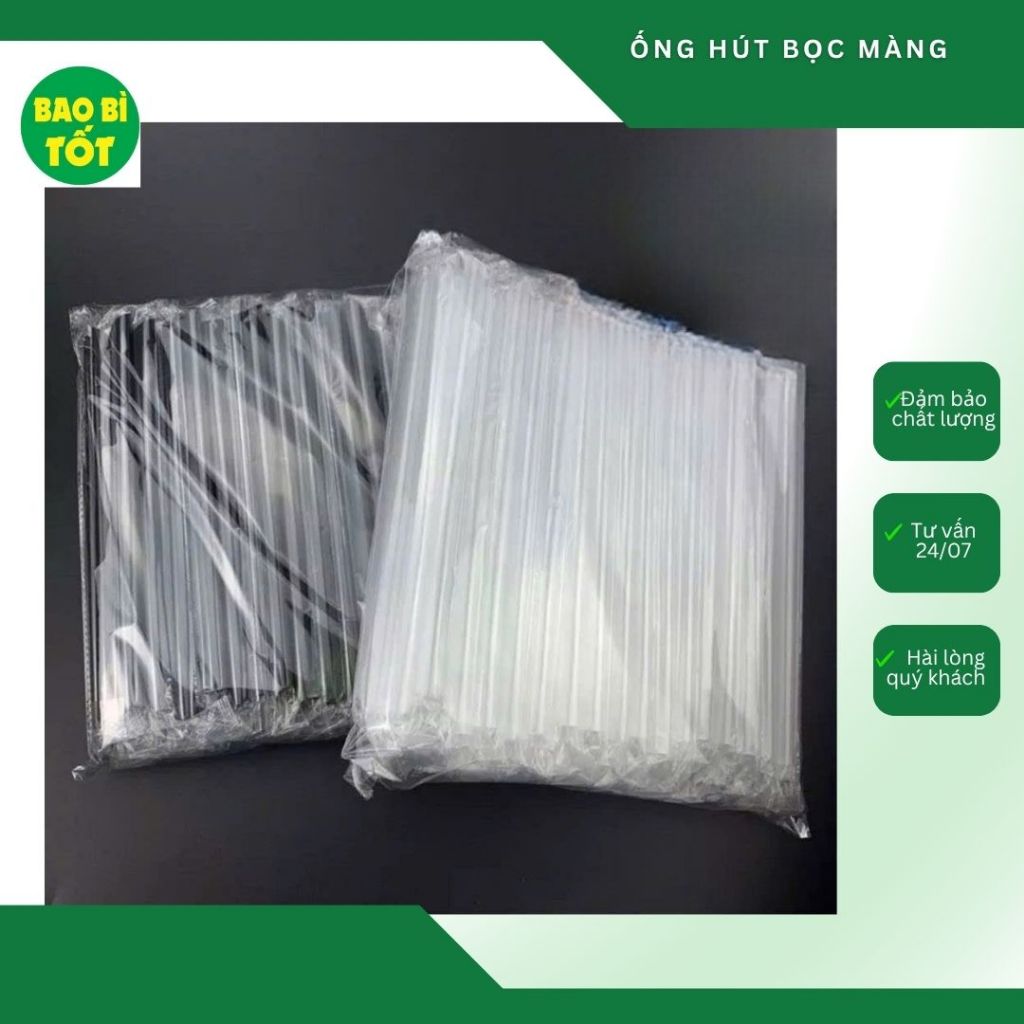 [1 gói 500gr] Ống hút bọc màng nhựa từng ống VIP