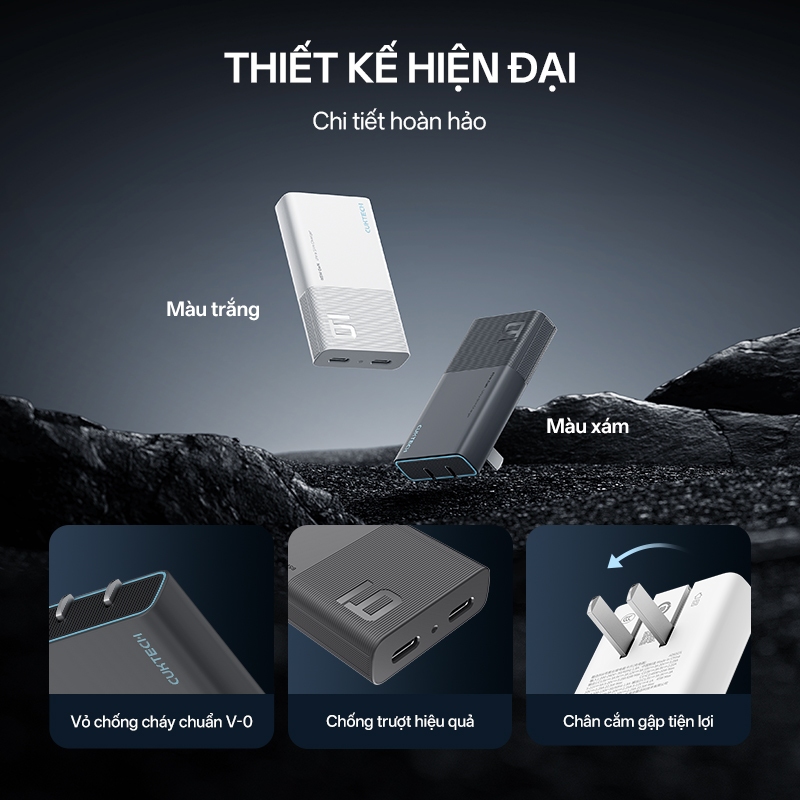 Củ Sạc GaN CUKTECH AD652S 2C | Cống Suất 65W Max | Hỗ Trợ Sạc Nhanh | Thiết Kế Siêu Mỏng | Bảo Hành 18 Tháng | BigBuy360 - bigbuy360.vn