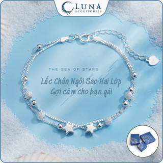 🌸 [Tặng nước rửa bạc + hộp] Lắc Chân Ngôi Sao Hai Lớp – Đơn Giản Cao Cấp, Gợi Cảm cho Bạn Gái