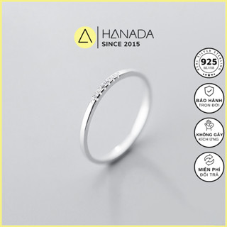 [BẠC 925-BH TRỌN ĐỜI] Nhẫn Bạc 925 HANADA Nhẫn Trơn Mảnh 6 Viên Đá, Nhẫn Đơn Giản Đeo Hàng Ngày 0077 M1