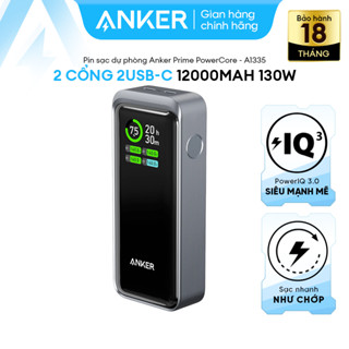 SDP Anker Prime 12000mAh 130W | 2 cổng USB-C sạc 2 thiết bị | Màn hình hiển thị thông minh - A1335