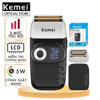 Máy cạo râu lưỡi kép 3 mức tốc độ Kemei KM-2026 màn hình LCD, công suất mạnh 5W, có thể cạo tóc - Hàng chính hãng