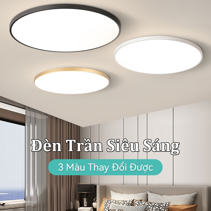  Đèn Trần Đèn Ốp Trần 3 Màu Siêu Sáng 30W 40W 50W Đèn Led Trần Nhà Phòng Khách Phòng Ngủ Ban Công 