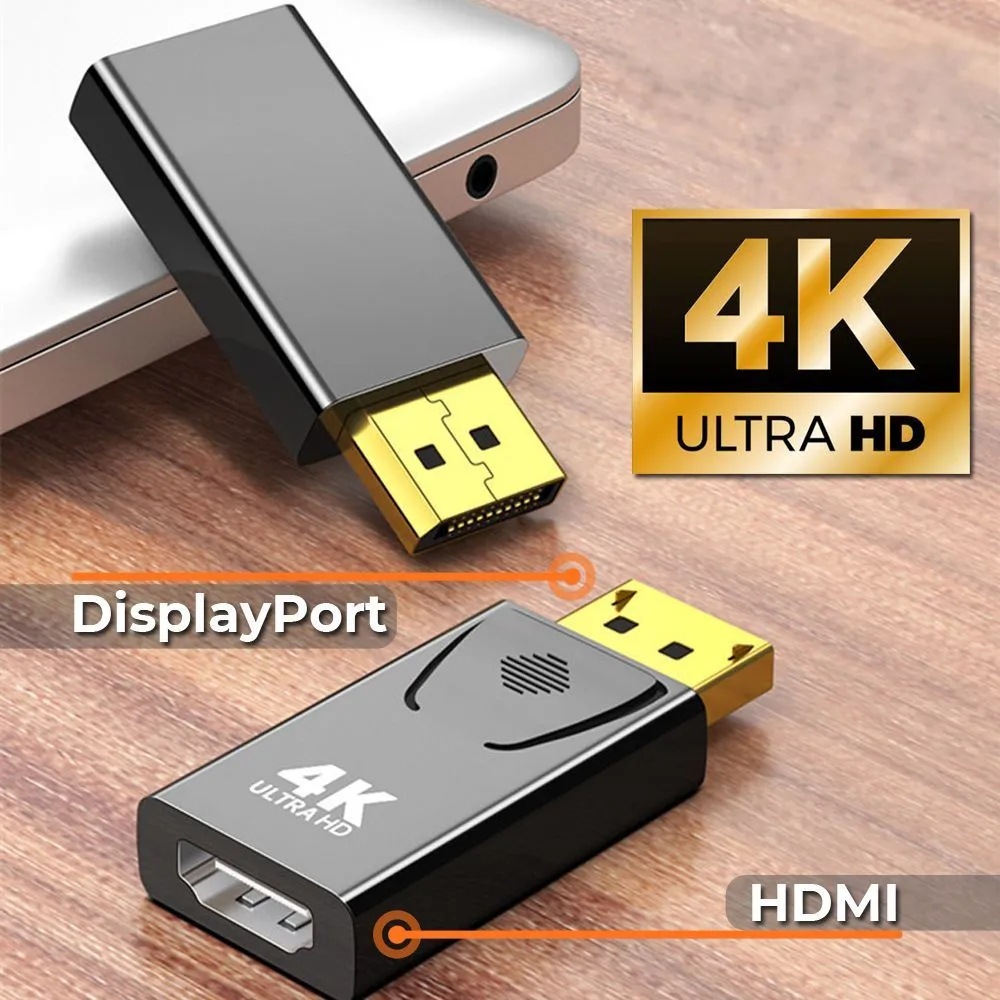 Đầu Chuyển DP Sang HDMI 5cm – Hỗ trợ 4K 60Hz, 2K 120Hz cho PC và Màn Hình 3D