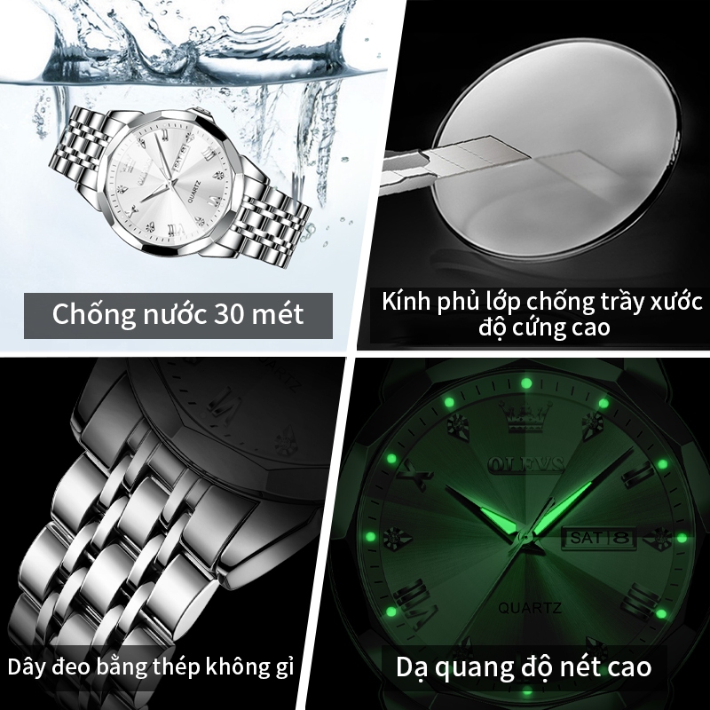 OLEVS Đồng hồ nam chính hãng Dây đeo bằng thép không gỉ có chức năng phát sáng Chống thấm nước 9931 | BigBuy360 - bigbuy360.vn