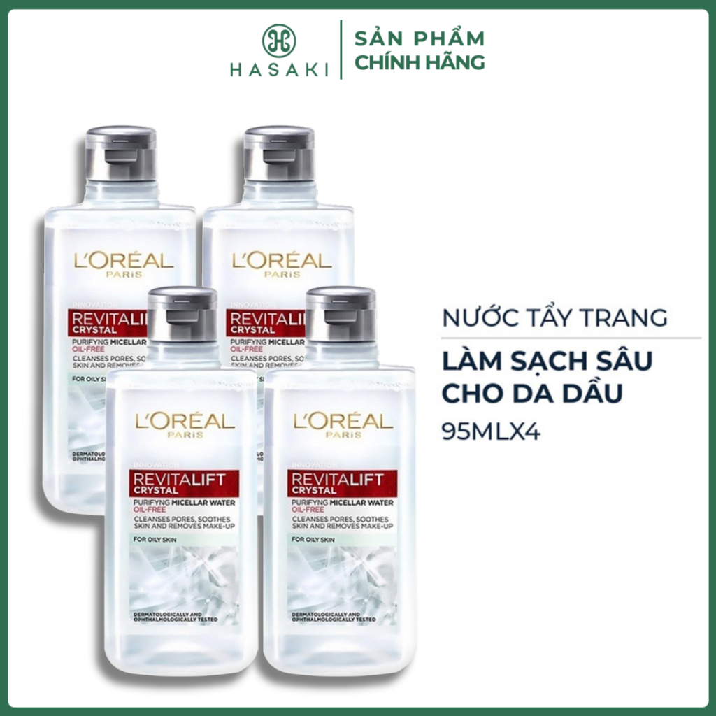 [DAILY] [Mini] Combo 4 Nước Tẩy Trang L'Oreal Làm Sạch Sâu Cho Da Dầu 95ml Revitalift Crystal Micellar Water Hasaki | BigBuy360 - bigbuy360.vn