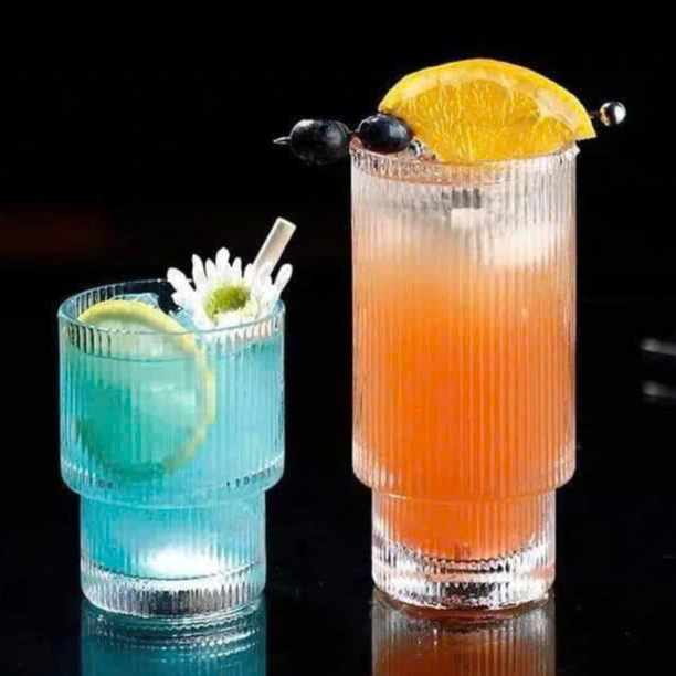 Ly Thủy Tinh sọc uống Sinh Tố 2 tầng, ly cốc uống nước ép, ly cà phê, cốc sinh tố