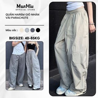 Quần ống rộng harem bigsize MunMiu gió nhăn 2 túi trước chất vải parachute dáng rộng unisex 993