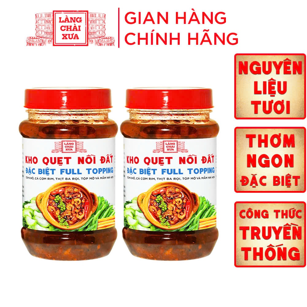   COMBO 2 HỦ  Kho quẹt nồi đất Làng Chài Xưa 250g hủ thơm ngon đặc biệt full topping tôm khô cá cơm rim tép mỡ 