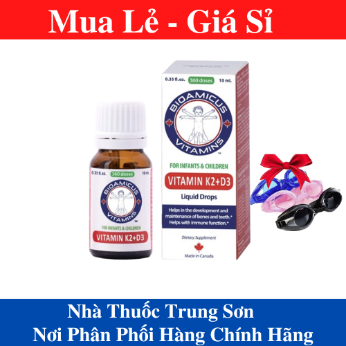 BioAmicus Vitamin D3K2 giúp trẻ phát triển chiều cao - Vitamin D3K2 Cho Trẻ Lọ 10mL - TRUNGSON PHARM