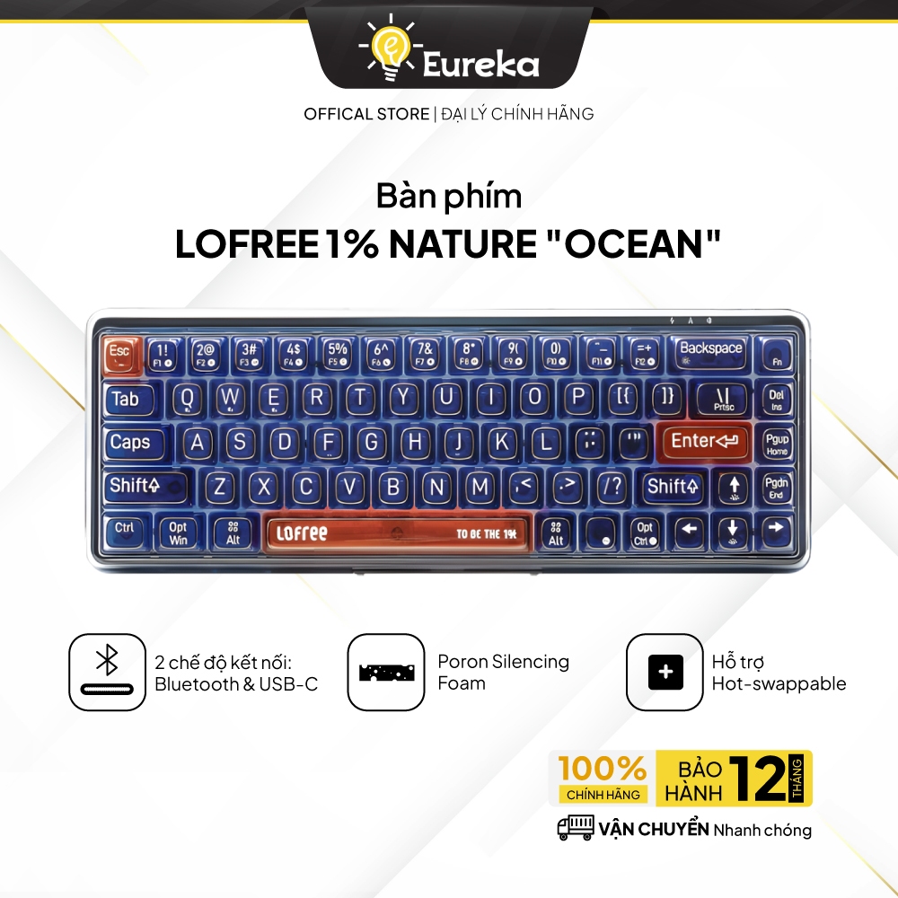 Bàn phím cơ không dây LOFREE 1% Natural Ocean - Bluetooth Keyboard
