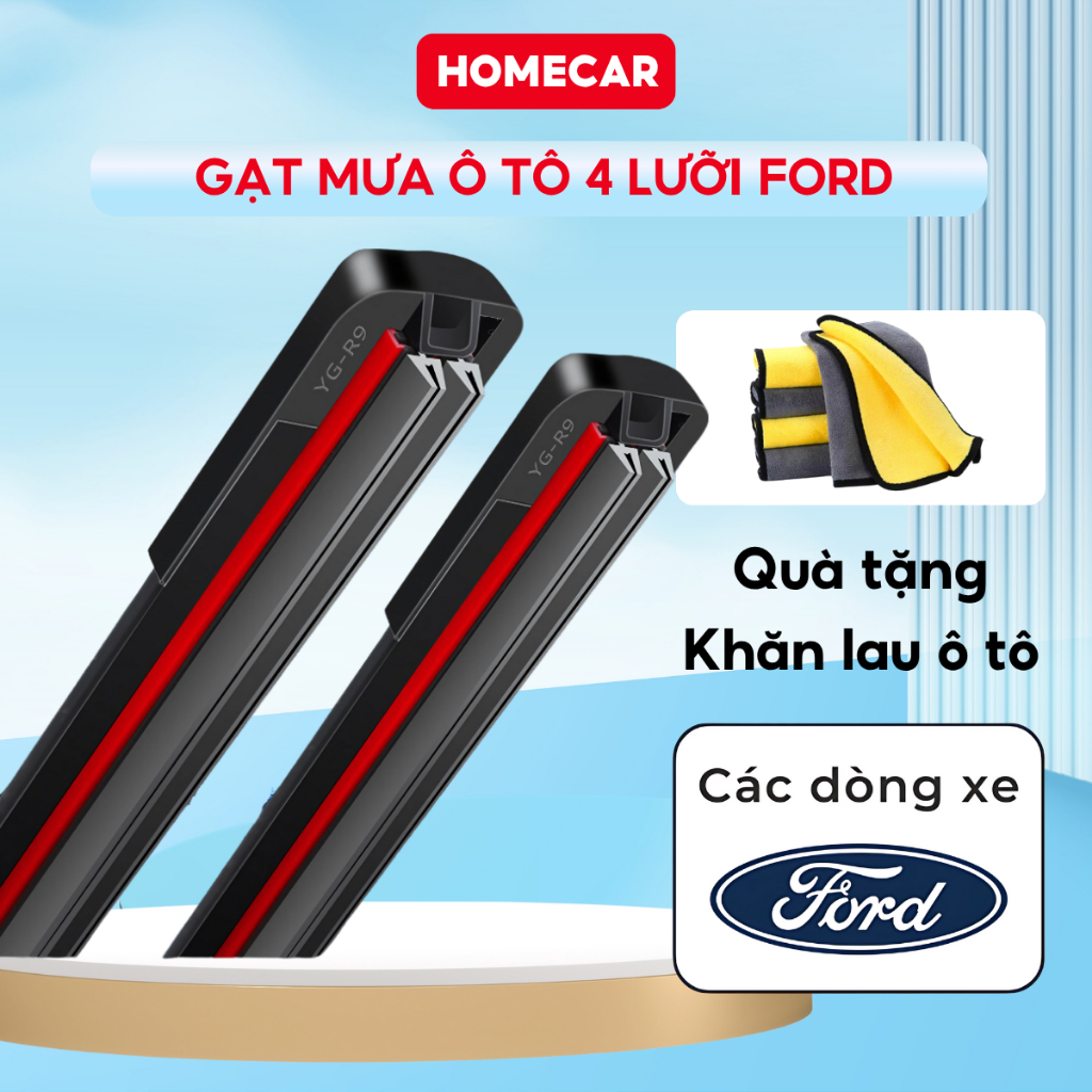 Cần Gạt Nước Ô Tô 4 Lưỡi Ford Ranger Territory Everest Transit Focus EcoSport Kích Thước Chuẩn