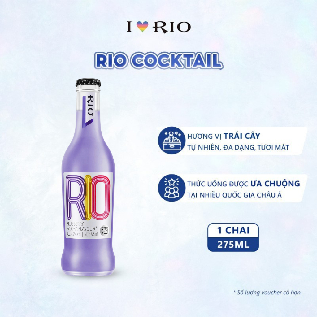 Nước trái cây lên men Rio Cocktail vị Vodka Việt Quất chai 275ml