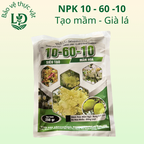 Phân bón lá NPK 10-60 -10 (Gói 250gram) công ty Sông Hậu giúp tạo mầm hoa, bung mắt cua kích thích c