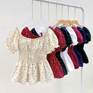 Áo Kiểu Bigsize Nữ Tay Ngắn Dáng Ôm Nhún Bèo Dễ Thương Thời Trang Tiểu Thư - A282