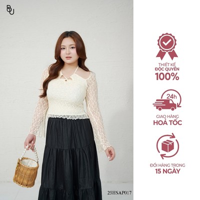 Áo ren dài tay khoét cổ BIGSIZE (55kg đến 95kg) – 25HSAP017 - [BUstu Bigsize]