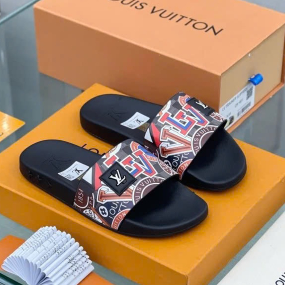 Dép Nam LV VL Siêu Cấp Hàng Đẹp Full hộp - dép L.v quai da đế cao su Cao Cấp loại I