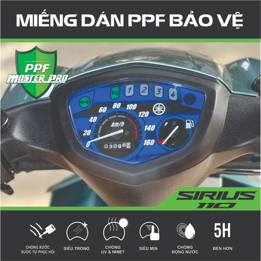 Miếng Dán PPF Bảo Vệ Mặt Đồng Hồ Xe Sirius 110 -  Chất Liệu Film PPF