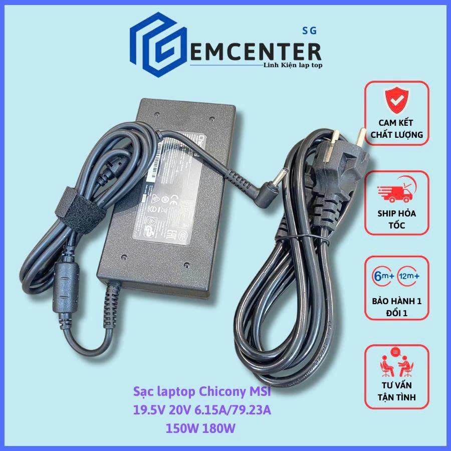 Sạc MSI 7.5A 20V-6A chân nhỏ 4.5x3.0mm zin cho MSI GF63 Thin 11SC-430CA ADP-120VH