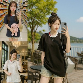 Áo Thun Thêu Chữ, cổ bo chun, chất liệu cotton khô mềm mịn