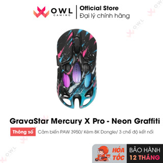 Chuột gaming GravaStar Mercury X Pro Special Edition - Neon Graffiti (kèm 8K Dongle) (Hàng chính hãng)