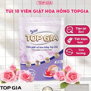 Viên giặt xả TopGia hương hoa hồng giặt sạch quần áo thơm lâu, tiết kiệm tiện lợi