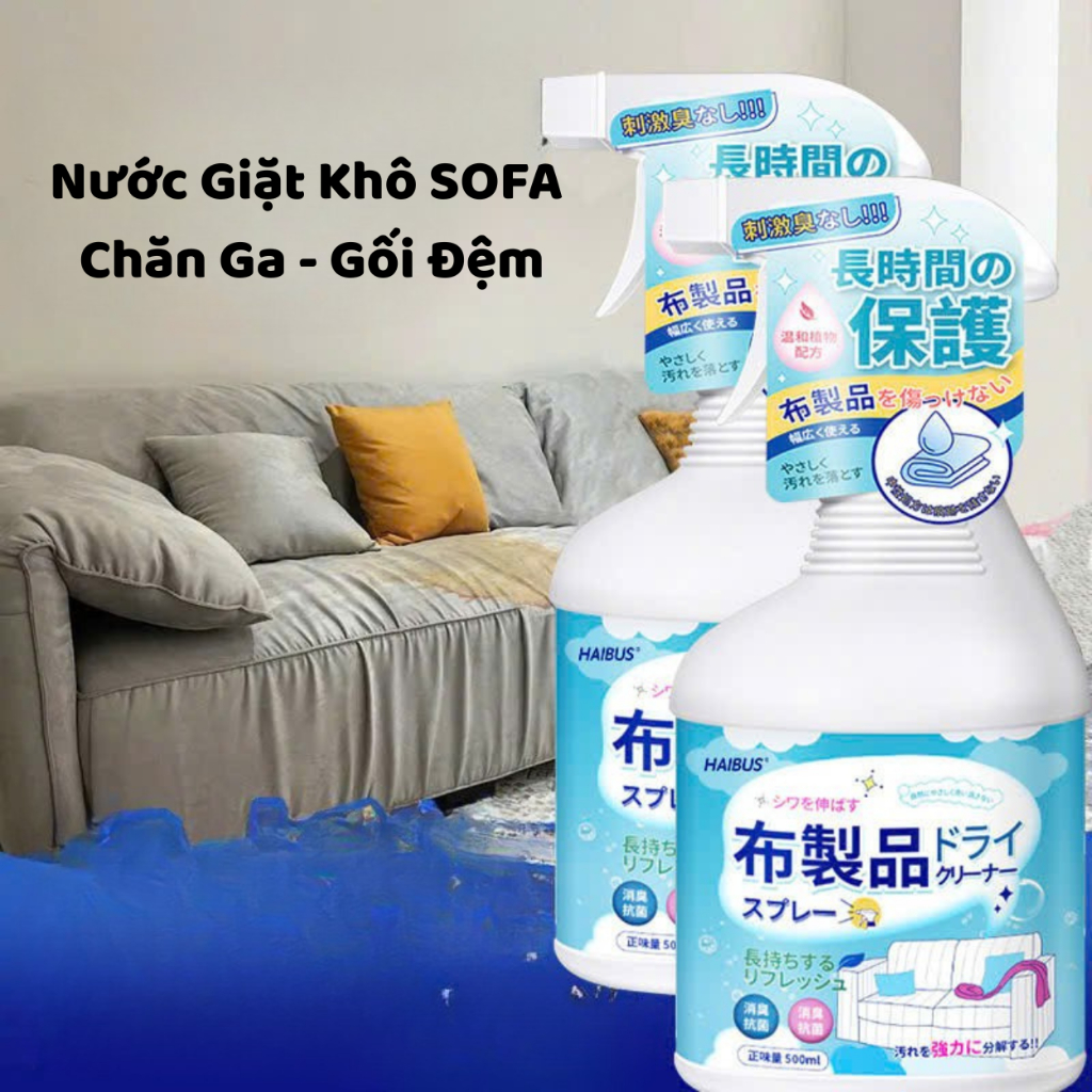 Chai Xịt Giặt Khô Chăn Ga Gối Đệm Sofa 500ml - Làm Sạch Khử Mùi Chống Mốc Hiệu Quả An Toàn Tiện Lợi