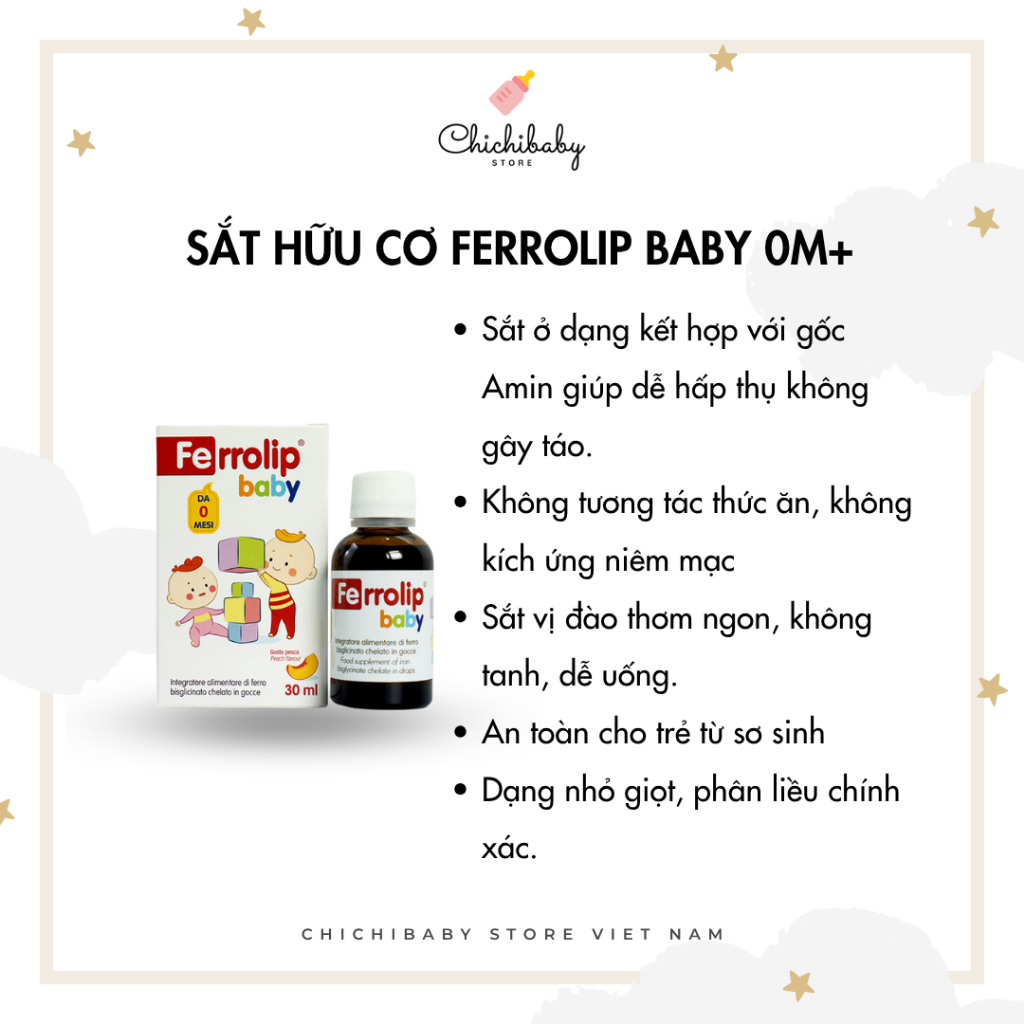 Sắt hữu cơ cho bé Ferrolip Baby 0M+