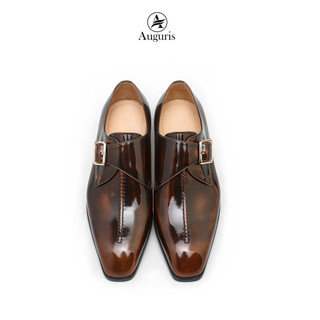 Giày Monkstrap P30‑B04 Auguris – Da Bê Ý, Đỏ Nâu Sang Trọng | Hãng Auguris