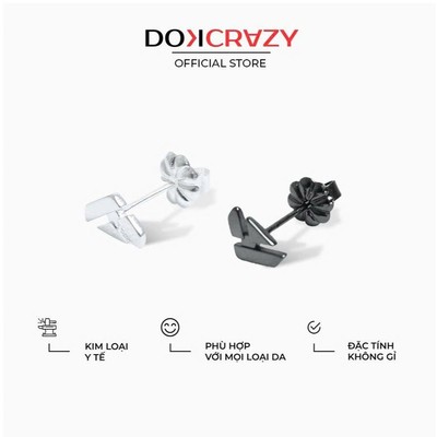 Khuyên tai đen trắng DOKCRAZY Hợp Kim, Phong Cách Đường Phố, Unisex, Dễ Đeo, Nhẹ - DOK08