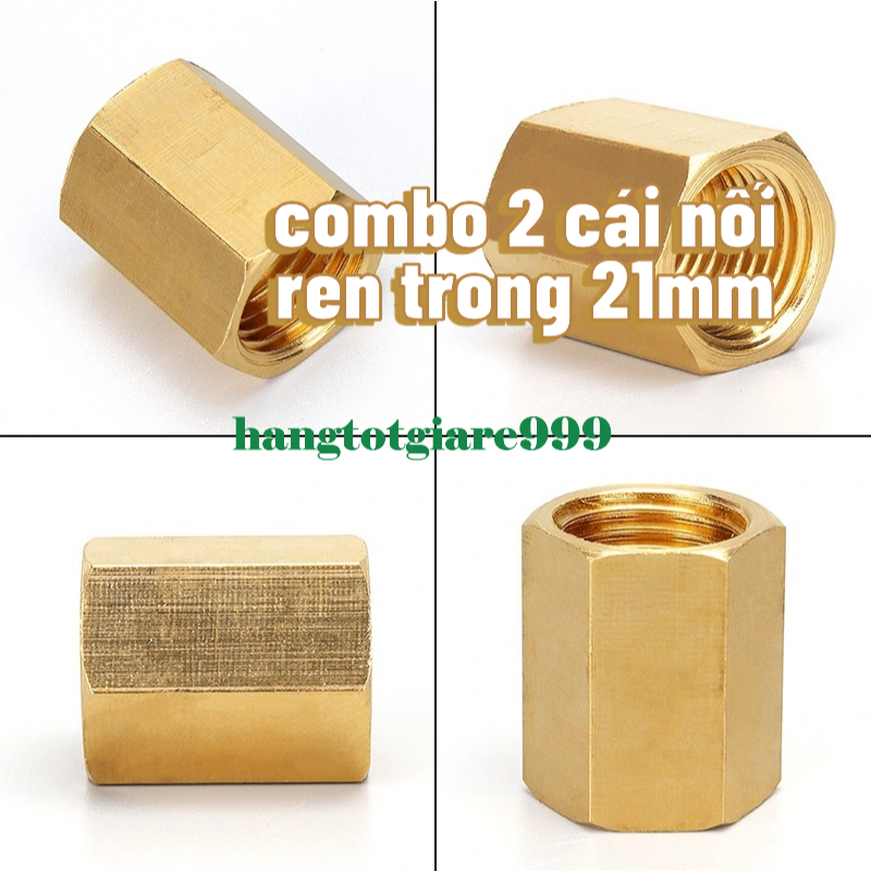 combo 2 cái nối 2 đầu răng trong Ø 21 đồng thau