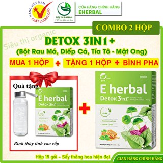 Bột detox 3in1 Eherbal ( rau má, diếp cá, tía tô mix mật ong) Sấy thăng hoa giữ nguyên dưỡng chất